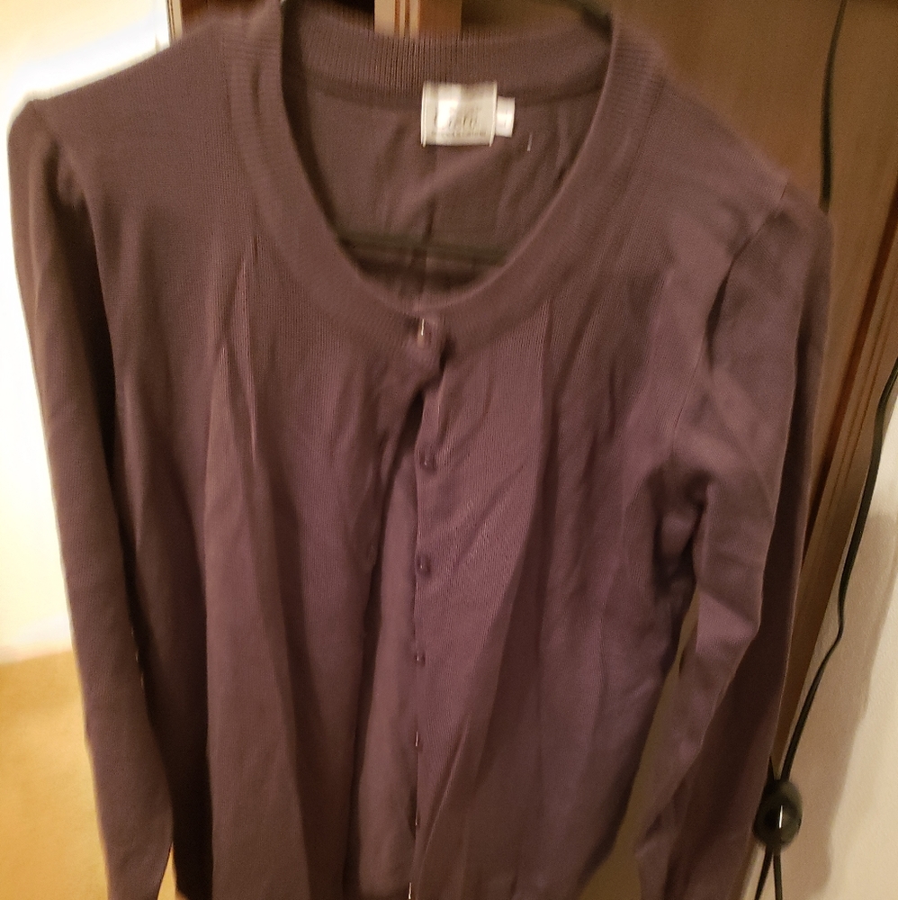 A long sleeve Cardigan. Large. Never Used. Charcoal Gray.